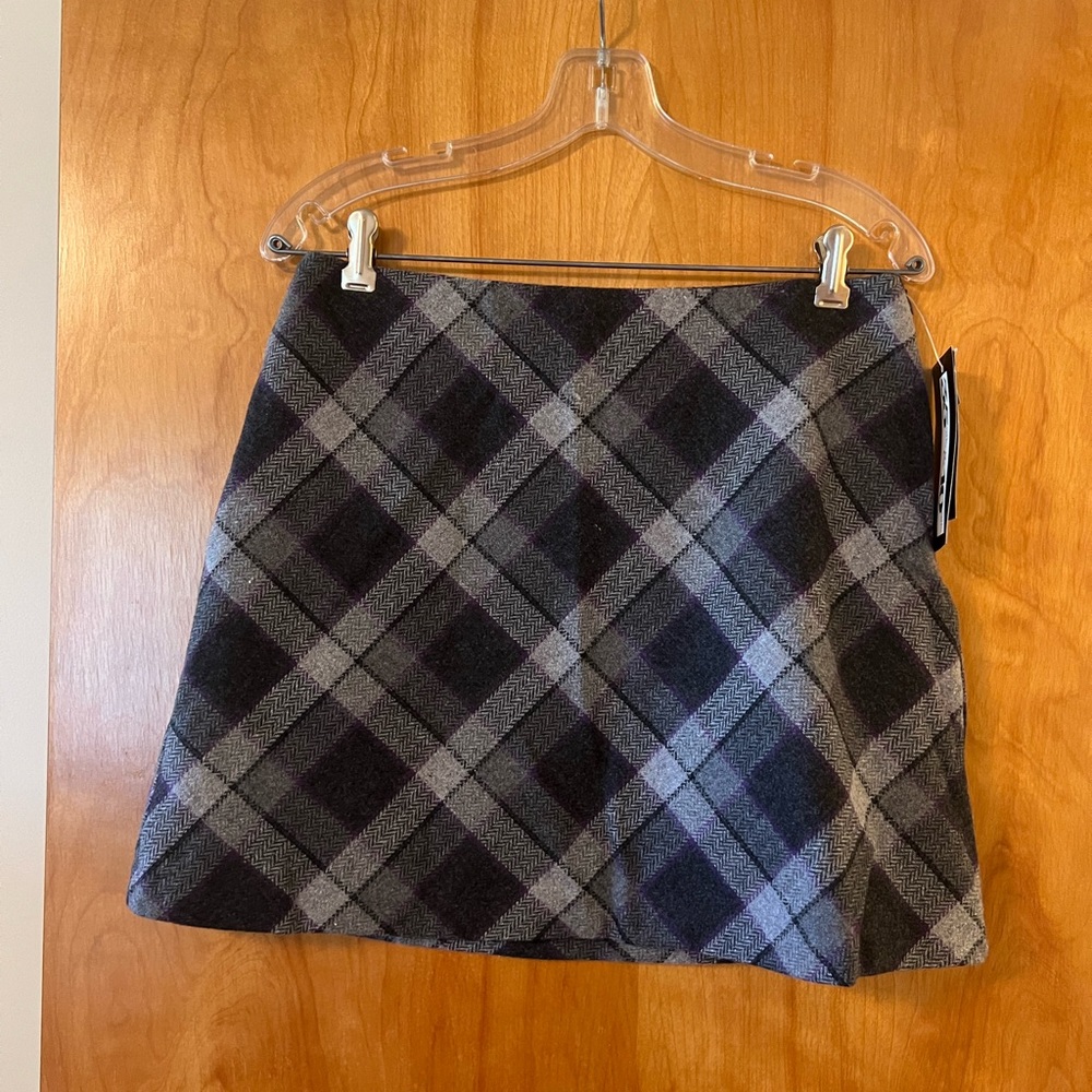 Vintage Kohls 35th & 10th Charcoal Gray Purple Diagonal Short Skirt Lined Sz 11
